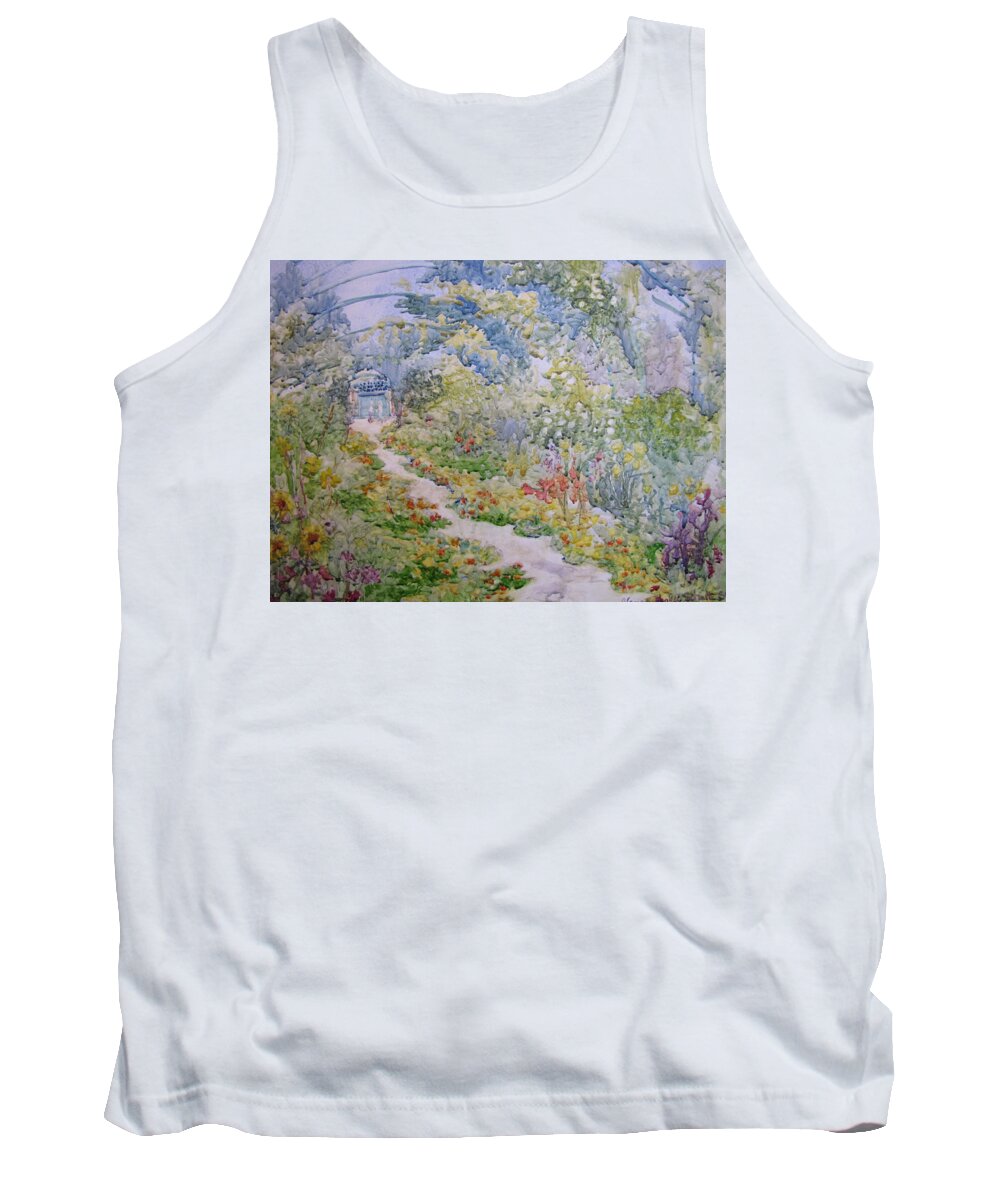 Giverny Tank Top featuring the painting Giverny by Nancy Henkel Schulte