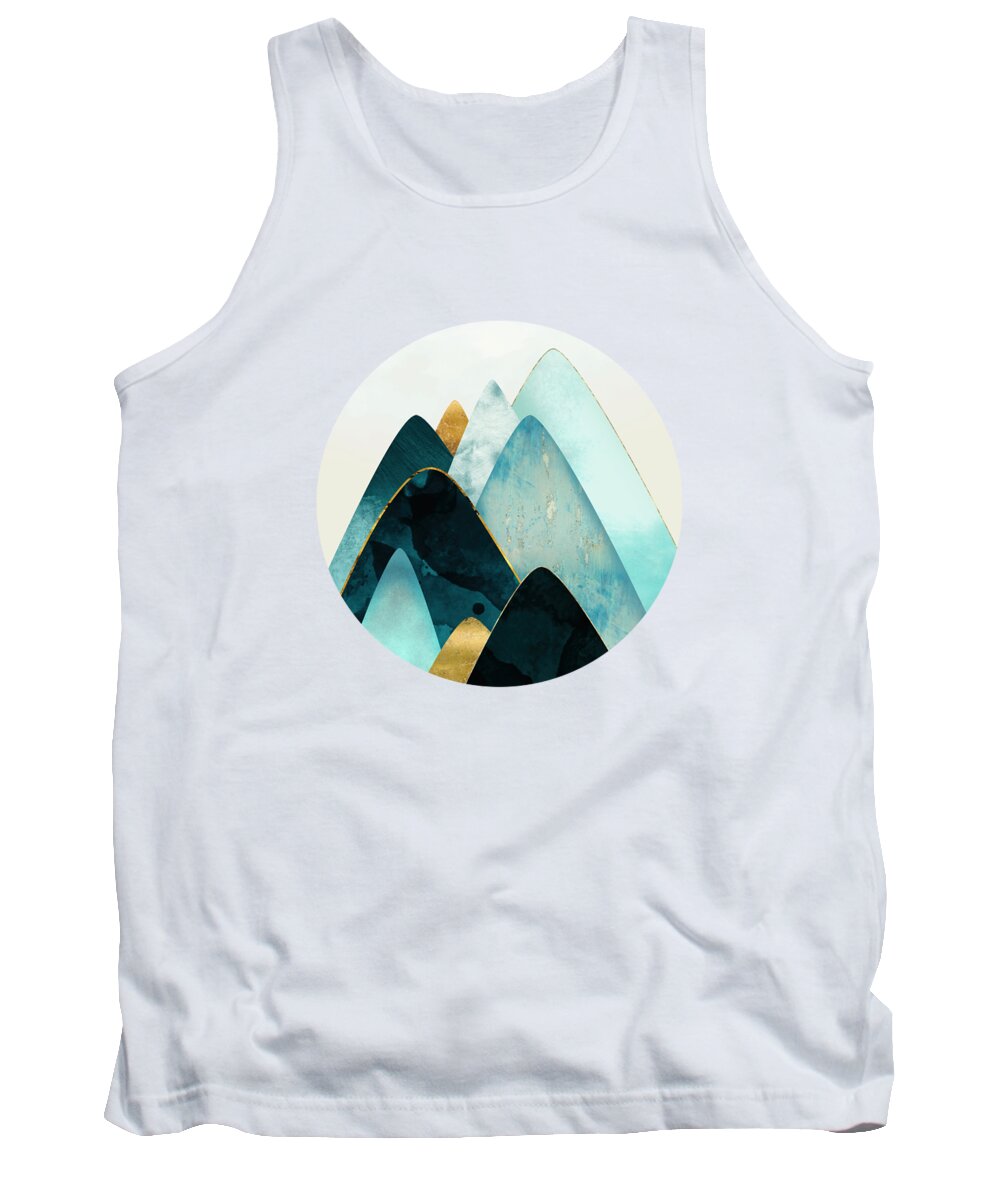 Gold Tank Top featuring the digital art Gold and Blue Hills by Spacefrog Designs