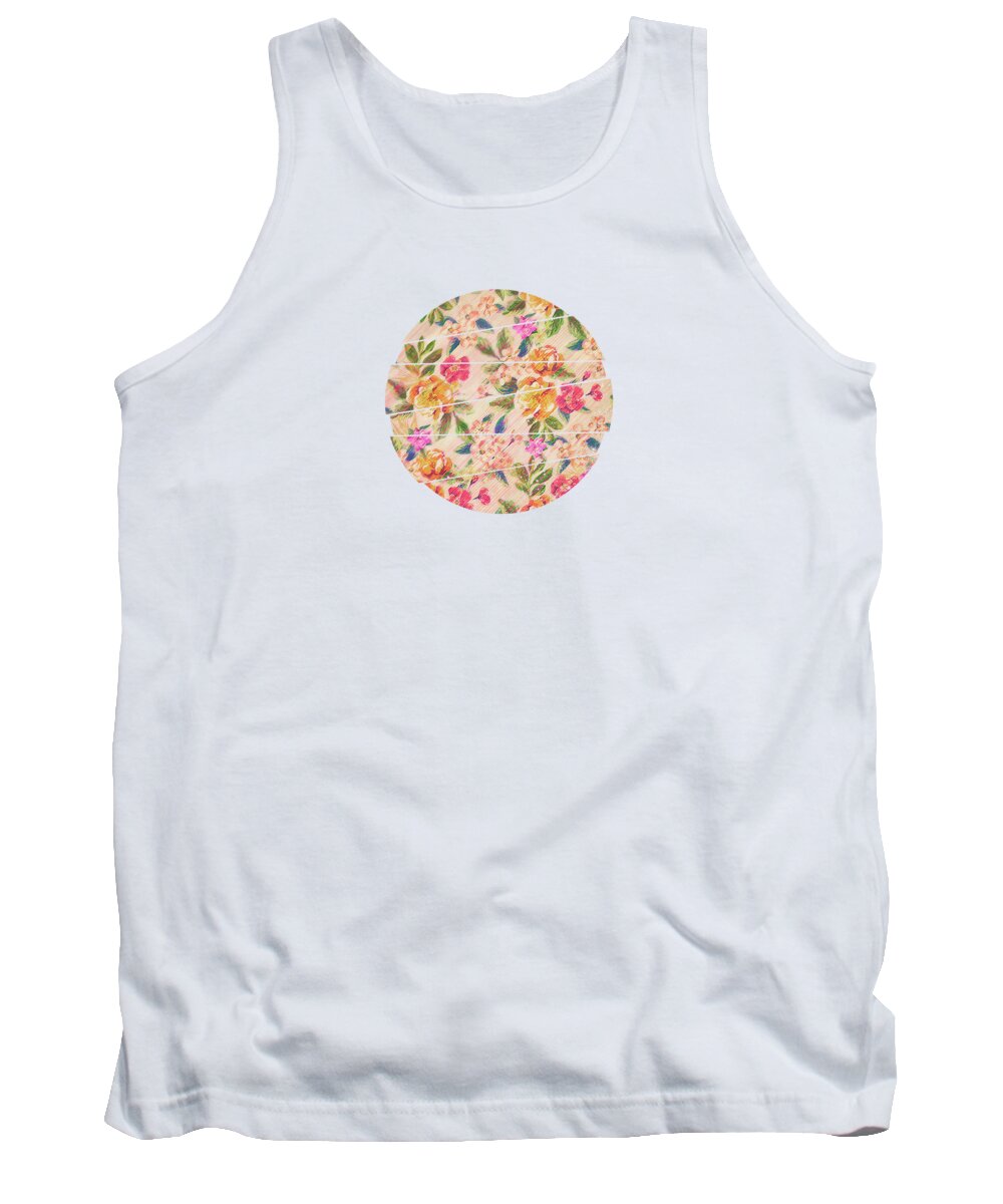 Rose Tank Top featuring the digital art Golden Flitch Digital Vintage Retro Glitched Pastel Flowers Floral design pattern by Philipp Rietz