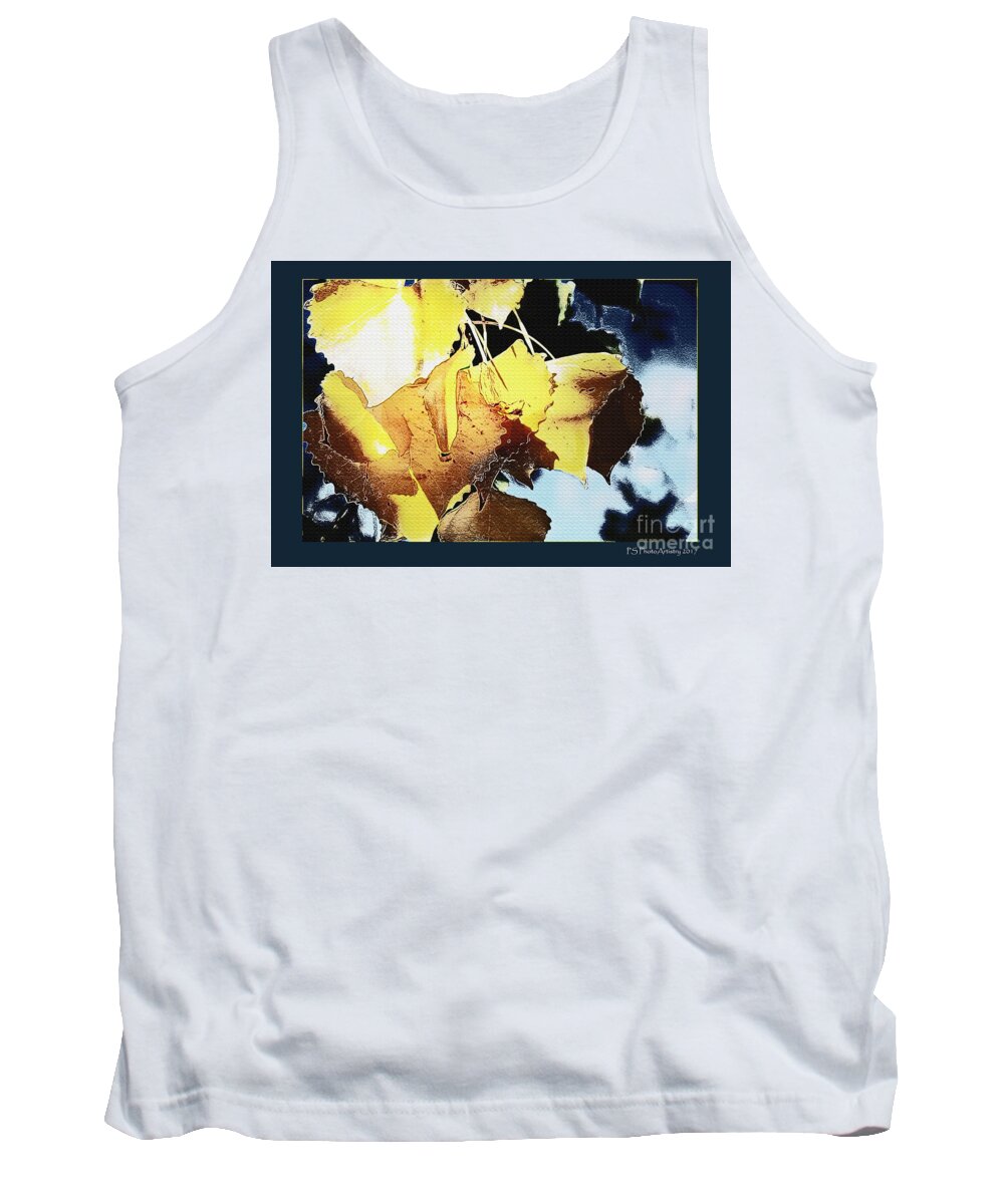 Autumn Tank Top featuring the digital art Golden Leaves by Deb Nakano