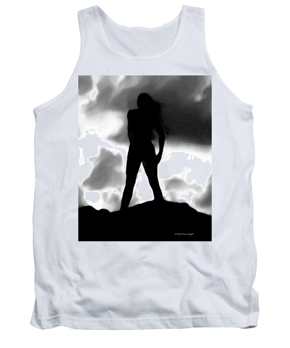 Black And White Fine Art Tank Top featuring the digital art Gone With The Wind by Wayne Bonney