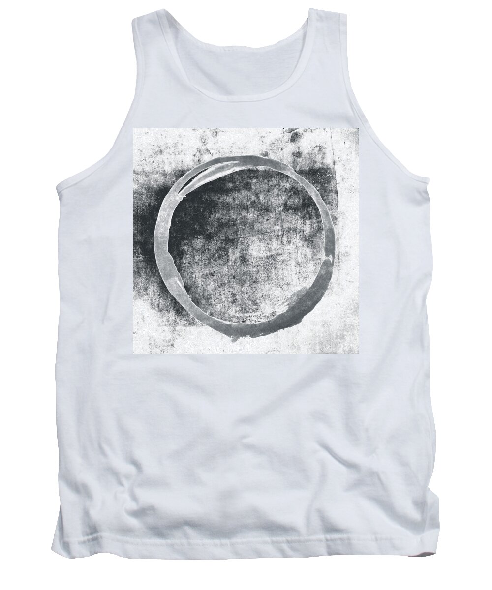 Gray Tank Top featuring the painting Gray Enso by Julie Niemela