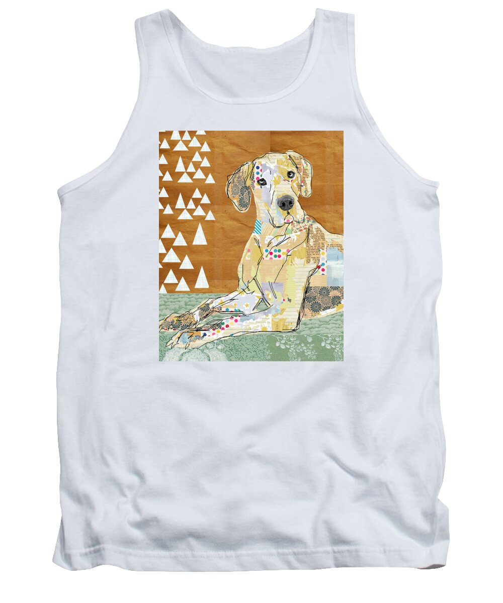 Great Dane Tank Top featuring the mixed media Great Dane Collage by Claudia Schoen
