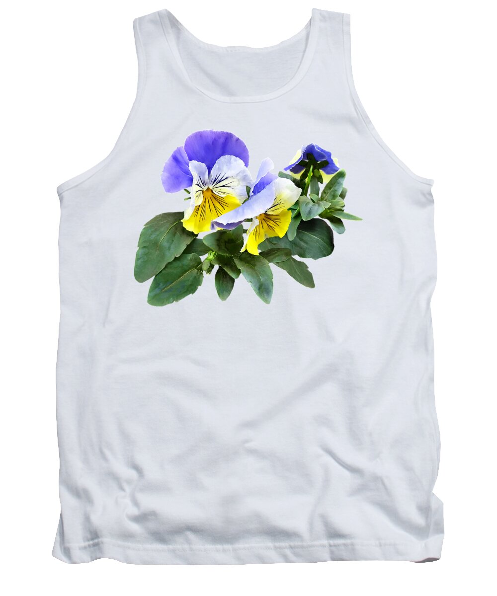 Pansy Tank Top featuring the photograph Group of Yellow and Purple Pansies by Susan Savad