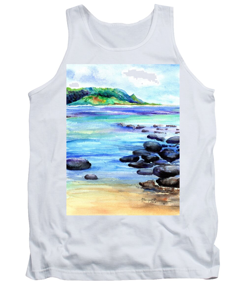 Hanalei Tank Top featuring the painting Hanalei Bay Love by Marionette Taboniar