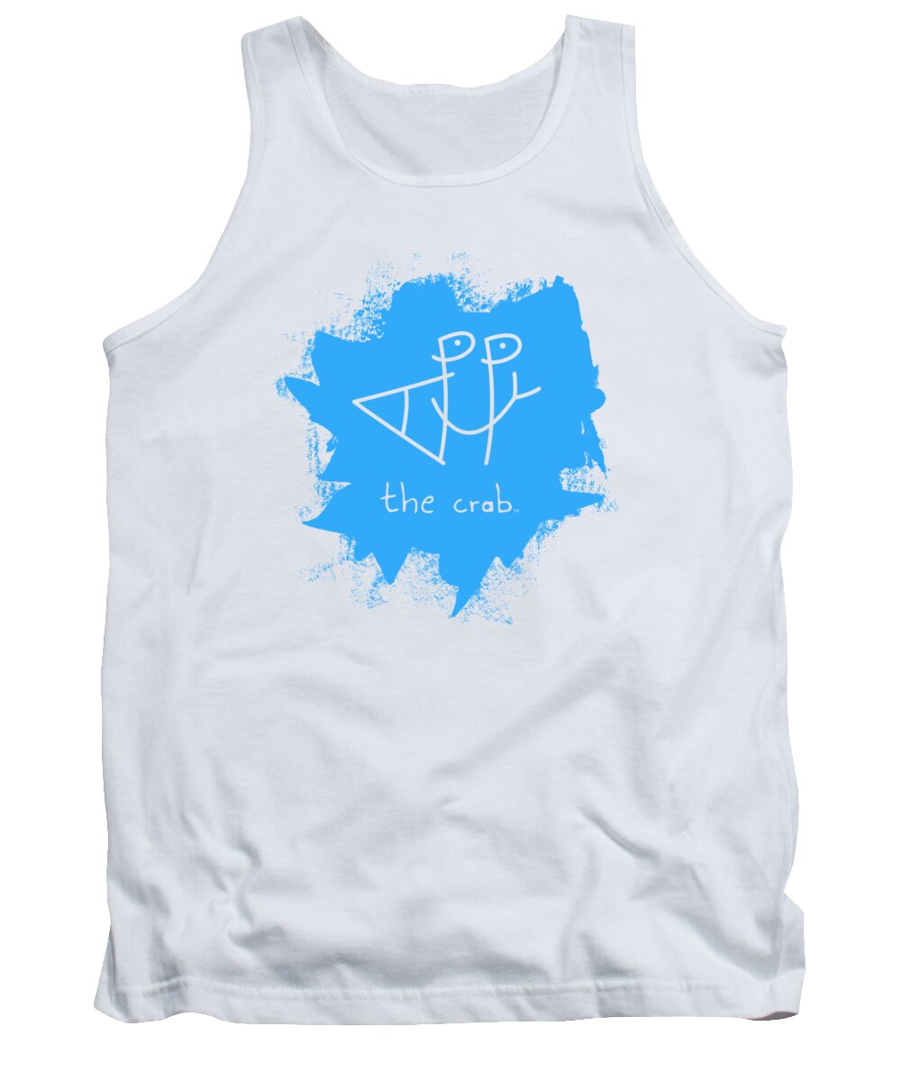 Happy Tank Top featuring the mixed media Happy the Crab - blue by Chris N Rohrbach