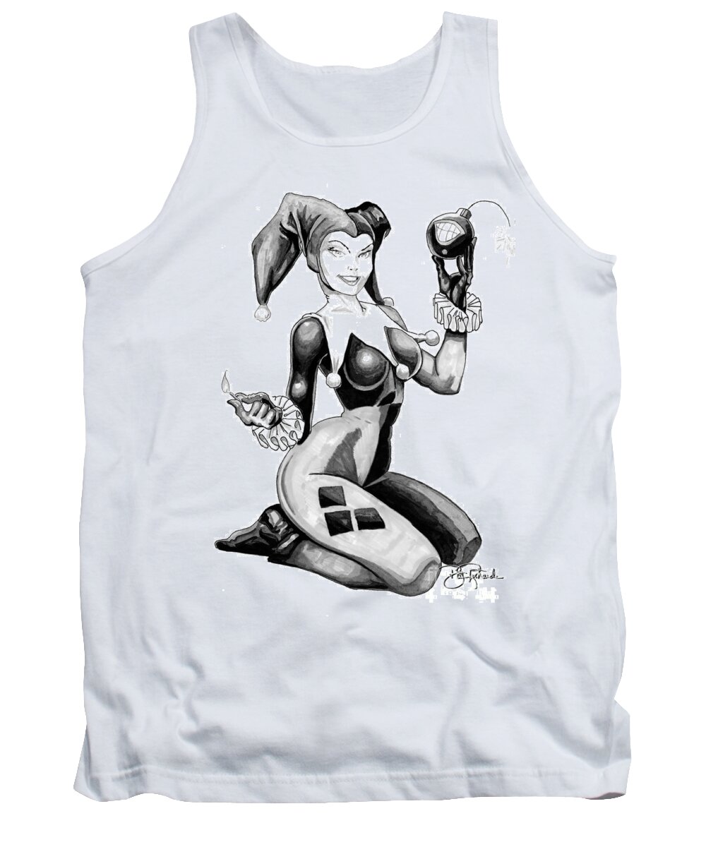 Harley Tank Top featuring the drawing Harley Quinn by Bill Richards