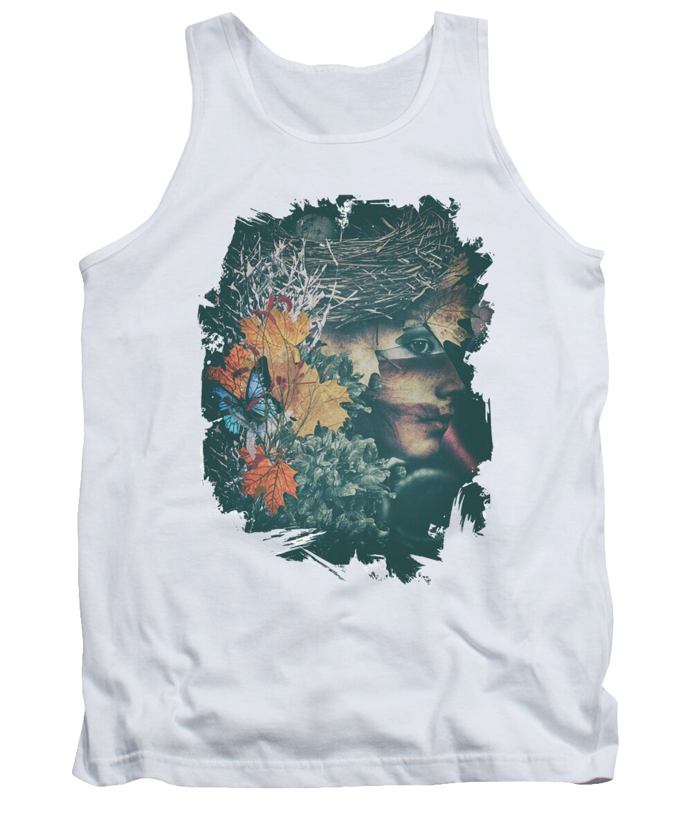 Abstract Surreal Portrait Nature Wildlife Dream Fantasy Tank Top featuring the digital art Harmony by Katherine Smit