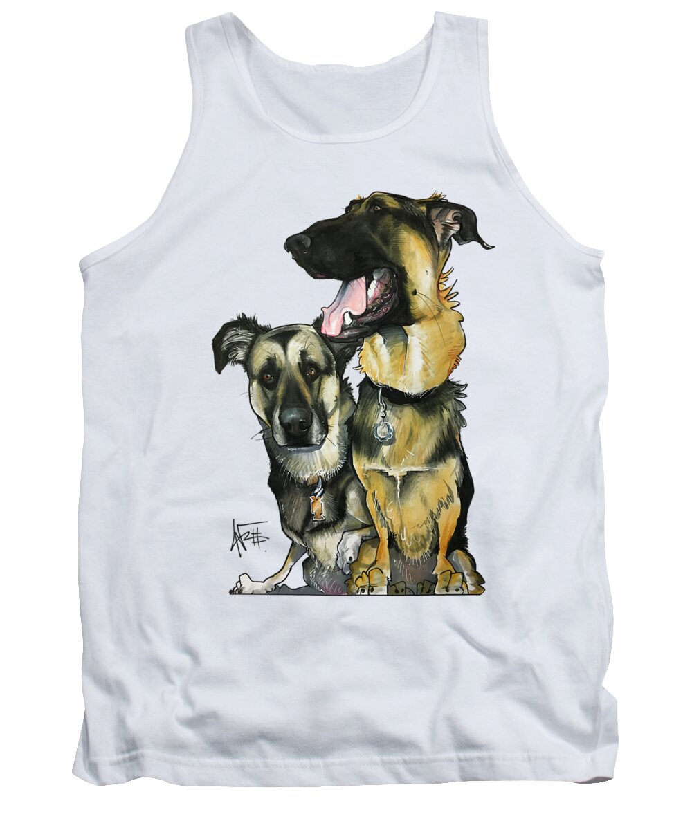 Pet Portrait Tank Top featuring the drawing Hart 3306 by Canine Caricatures By John LaFree
