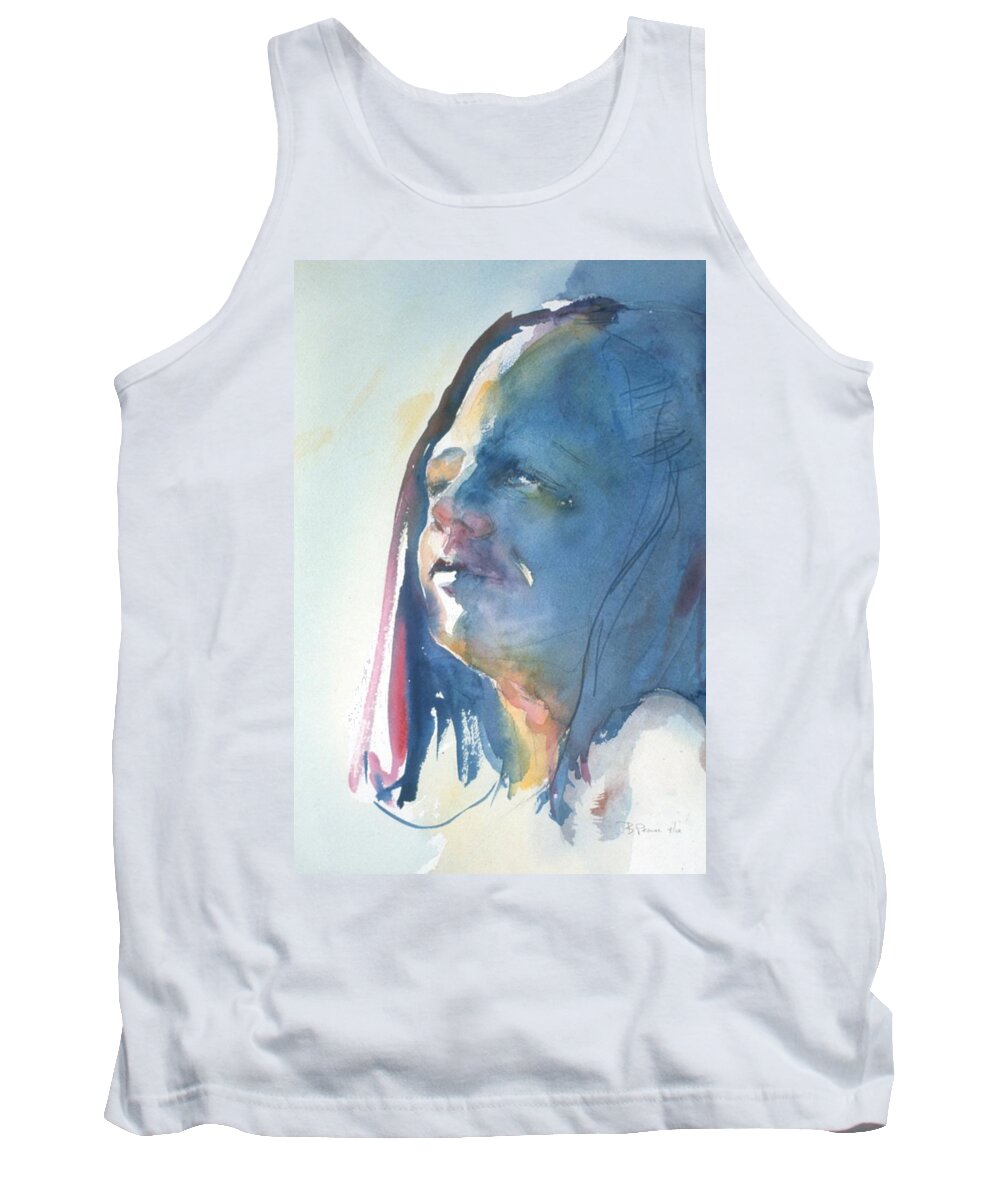 Headshot Tank Top featuring the painting Head Study8 by Barbara Pease