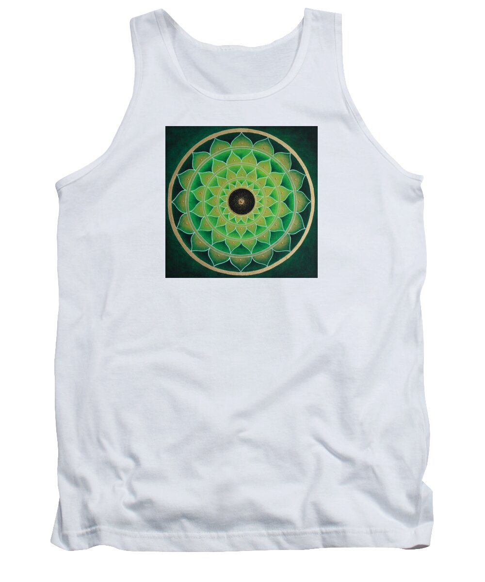 Mandala Tank Top featuring the painting Heart of gold by Erik Grind