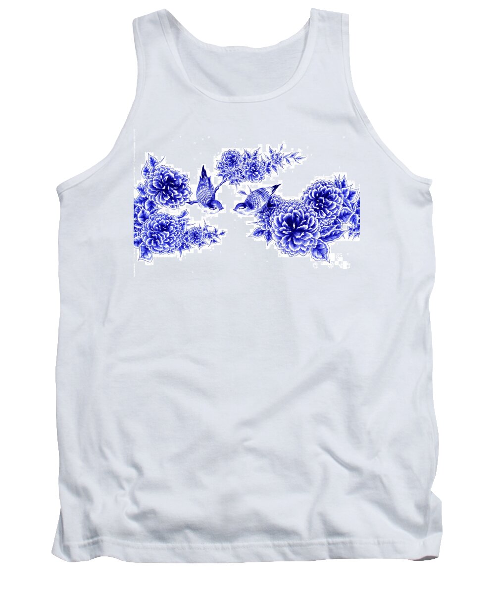 Bird Tank Top featuring the drawing Hello and Good Morning by Alice Chen
