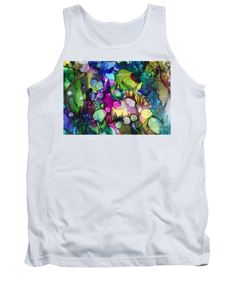 Abstract Painting. Tank Top featuring the painting Hidden World by Nancy Koehler