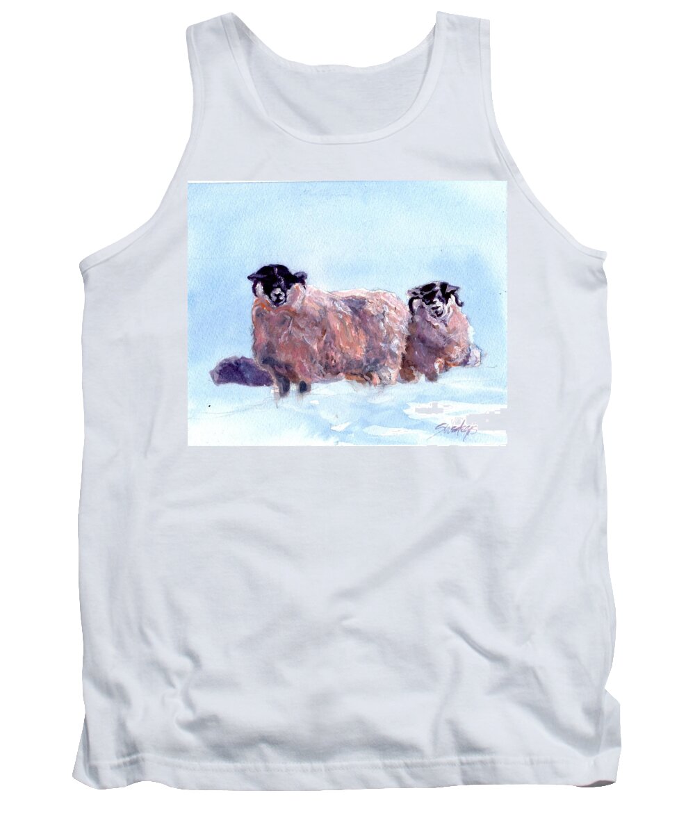 Scotland Tank Top featuring the painting Highland Sheep by Sheila Wedegis