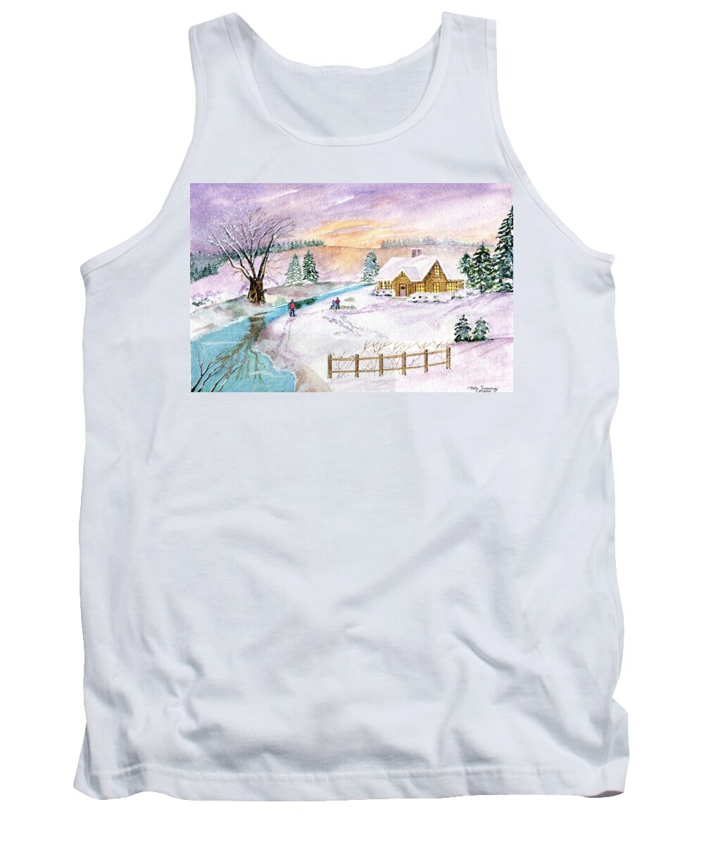 Home For Christmas Tank Top featuring the painting Home for Christmas by Melly Terpening