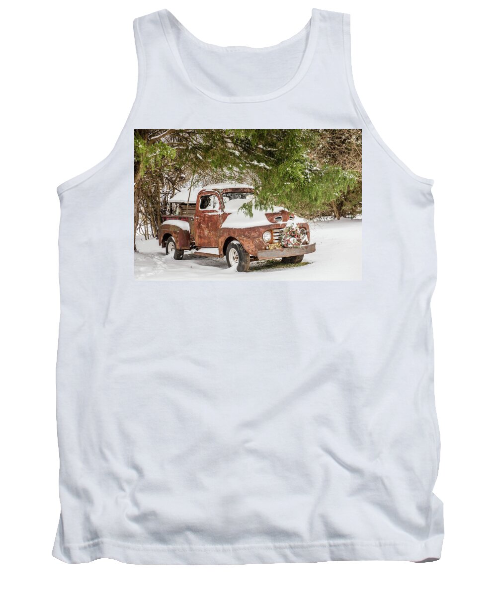 Old Trucks Tank Top featuring the photograph Honey In The Snow by Cynthia Wolfe