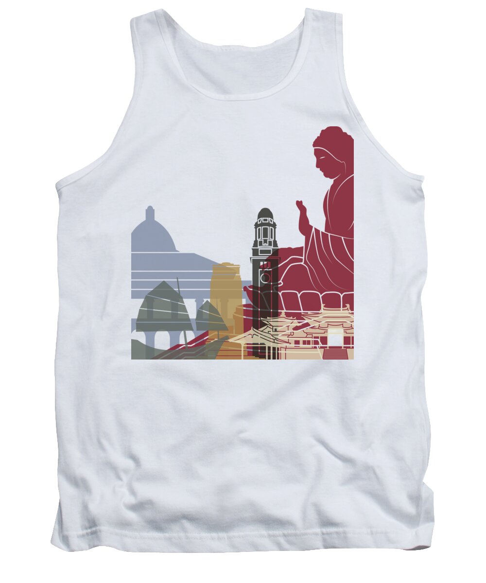 Asia Tank Top featuring the painting Hong Kong skyline poster by Pablo Romero