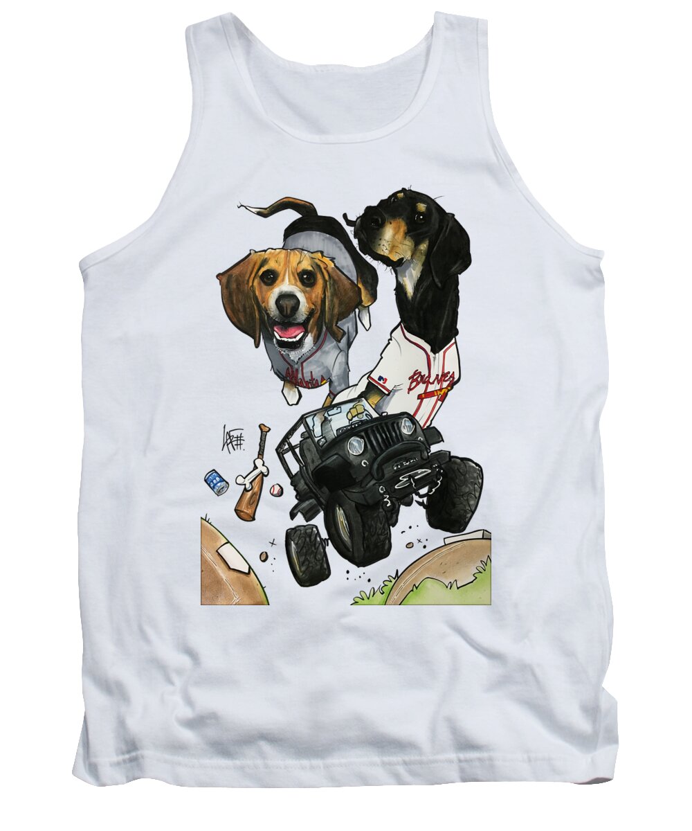 Pet Portrait Tank Top featuring the drawing Hoppe 3327 by Canine Caricatures By John LaFree