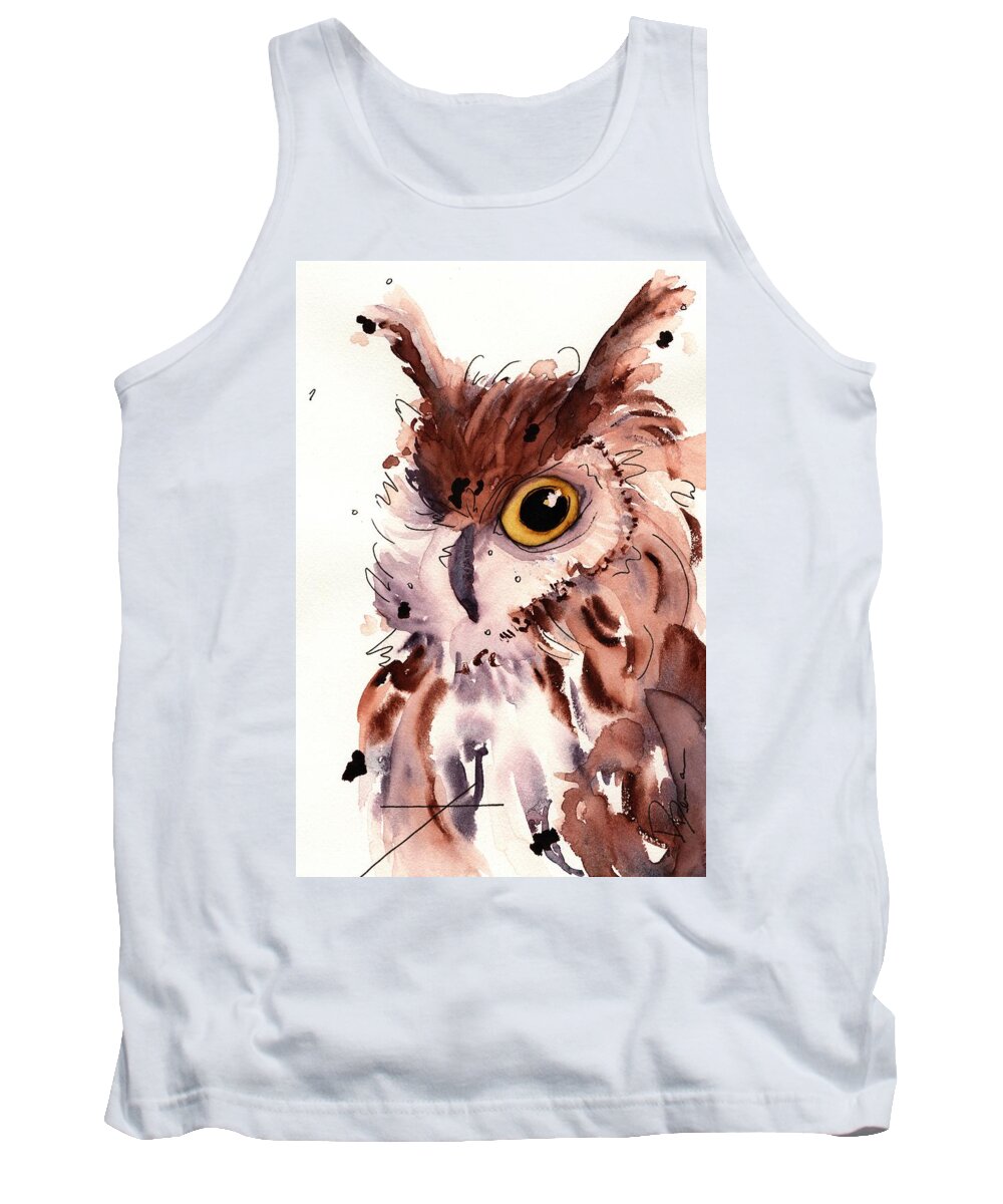 Owl Tank Top featuring the painting Horned Owl by Dawn Derman