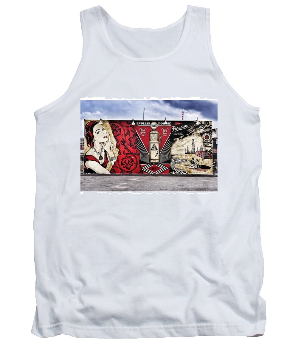 Coneyisland Tank Top featuring the photograph How Shepard Fairey Paints A Beach by Allan Piper