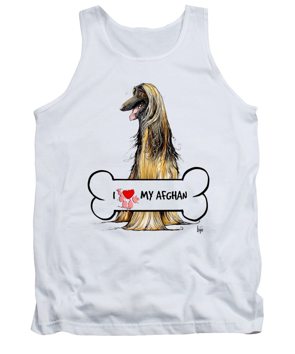 Dog Love Tank Top featuring the drawing I Love My Afghan Hound by Canine Caricatures By John LaFree