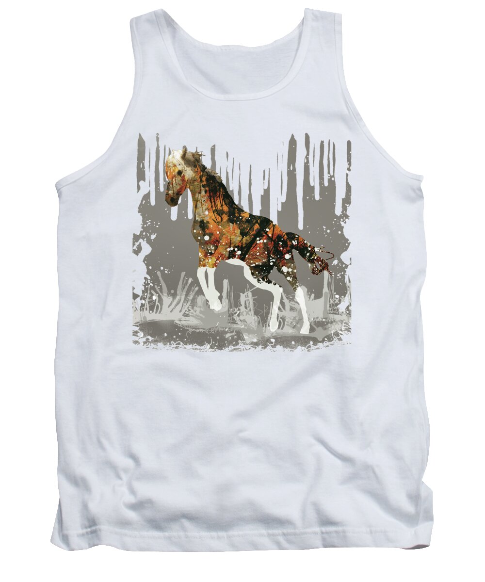 Abstract Horse Animal Wildlife Texture Tank Top featuring the digital art Ice Horse by Katherine Smit