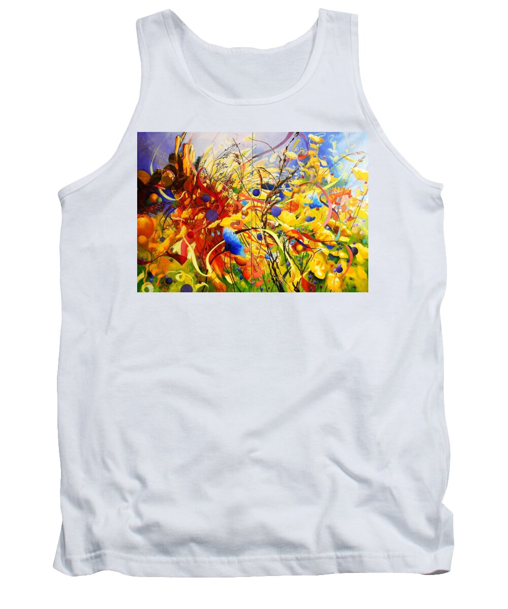 Meadow Tank Top featuring the painting In the meadow by Georg Douglas