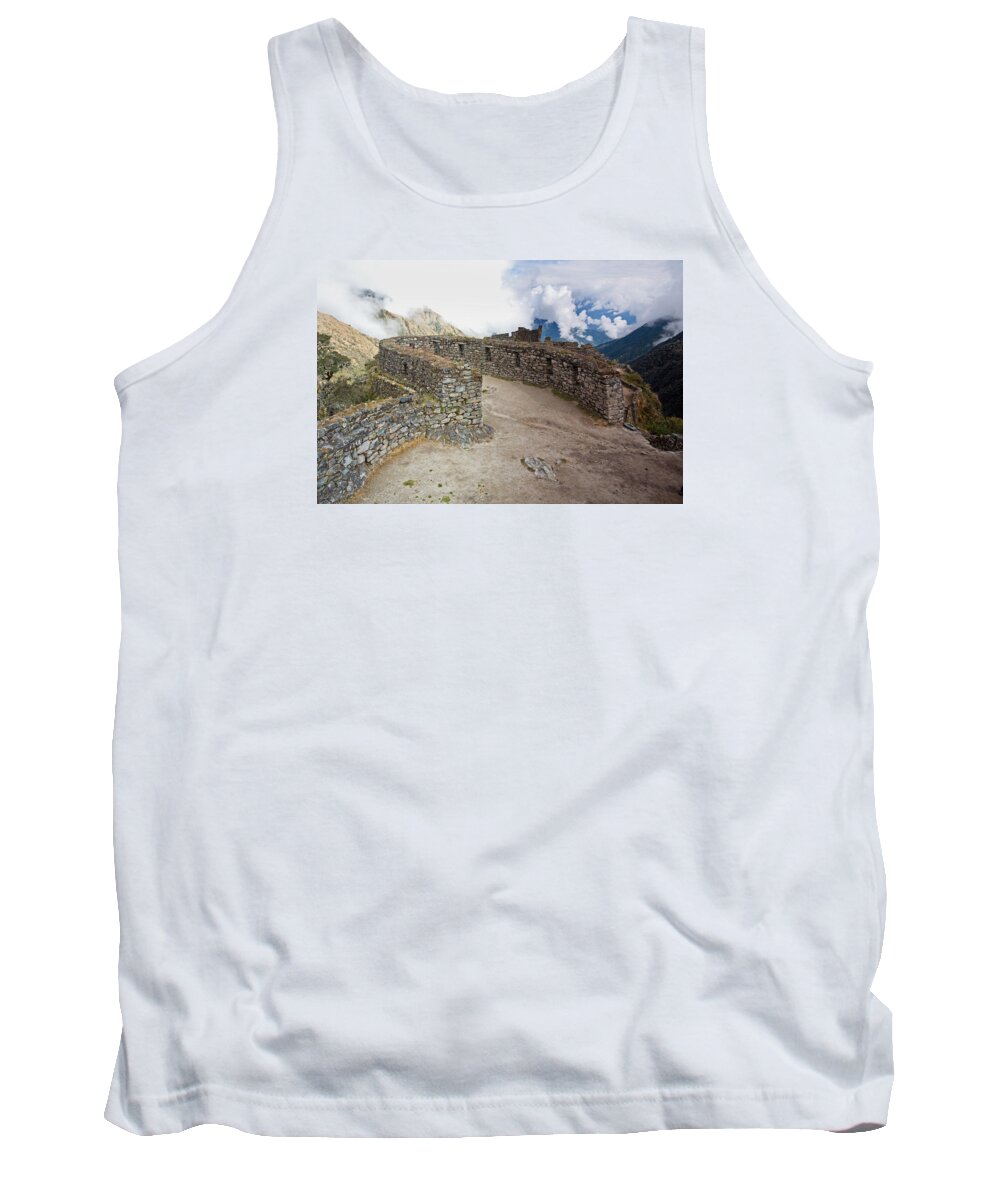 Inca Ruins Tank Top featuring the photograph Inca Ruins in Clouds by Aivar Mikko