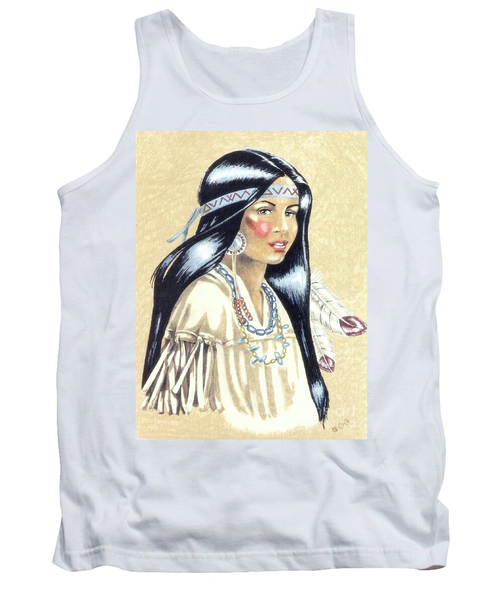American Indians Tank Top featuring the painting Indian Girl by George I Perez