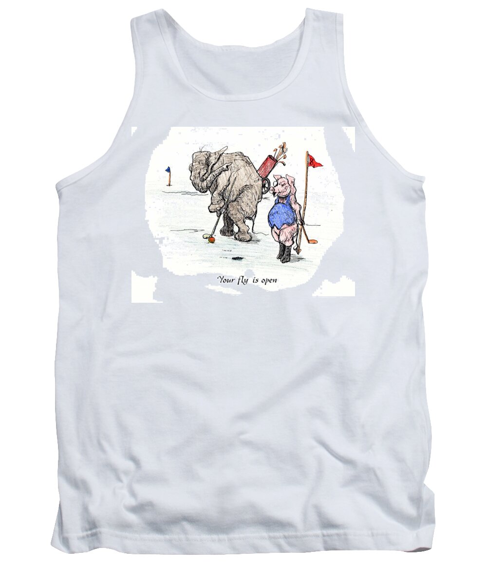 Cartoon Tank Top featuring the painting Interrupting Concentration by Donna Tucker