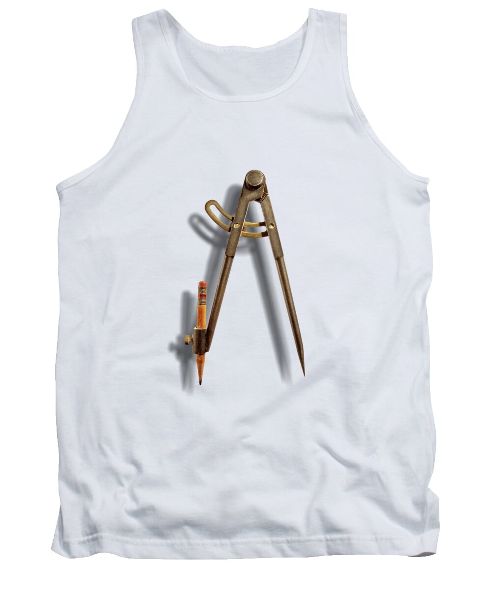 Compass Tank Top featuring the photograph Iron Compass Backside Floating on White by YoPedro
