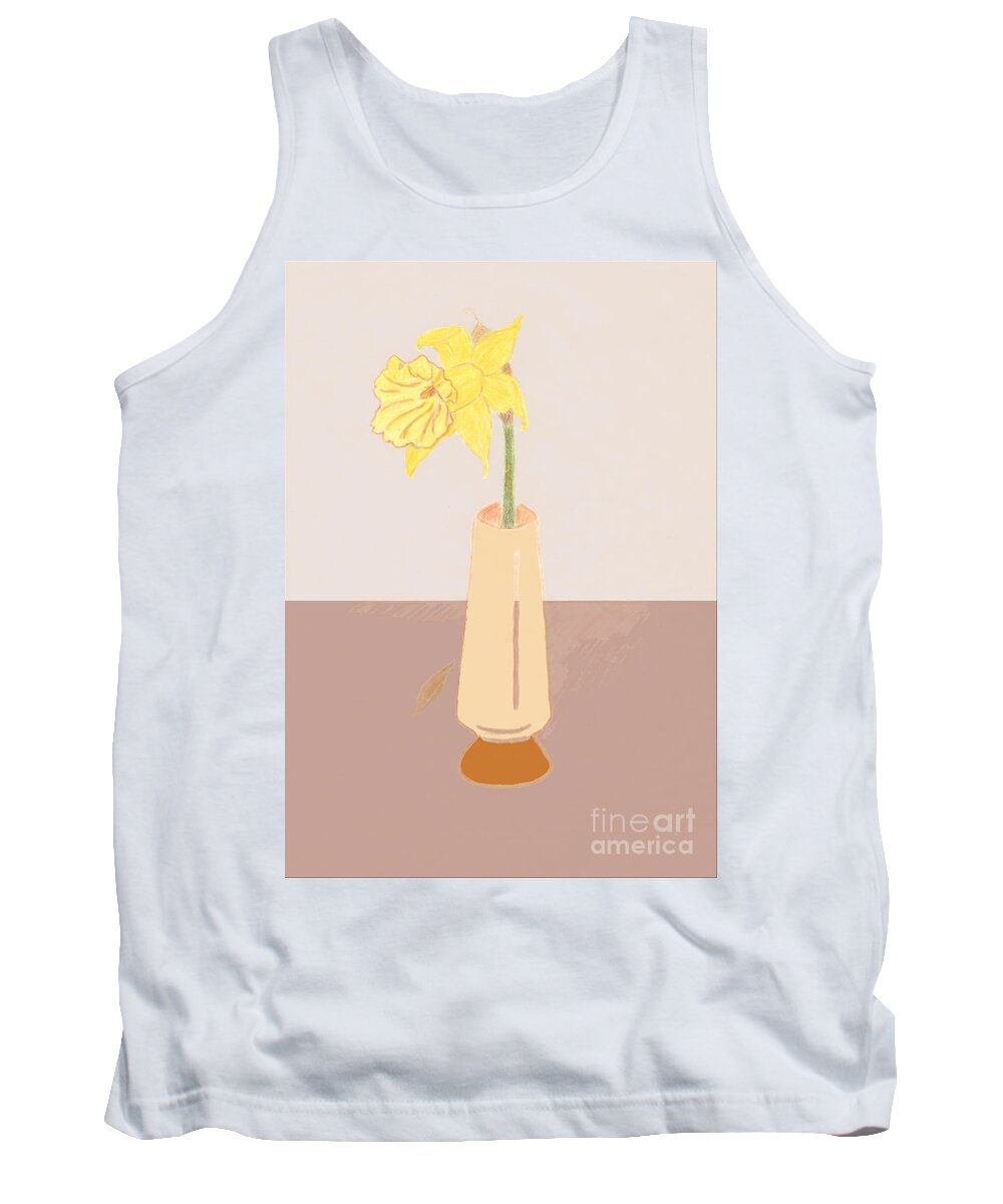Nanaimo Tank Top featuring the drawing Island Daffodil by Donna L Munro