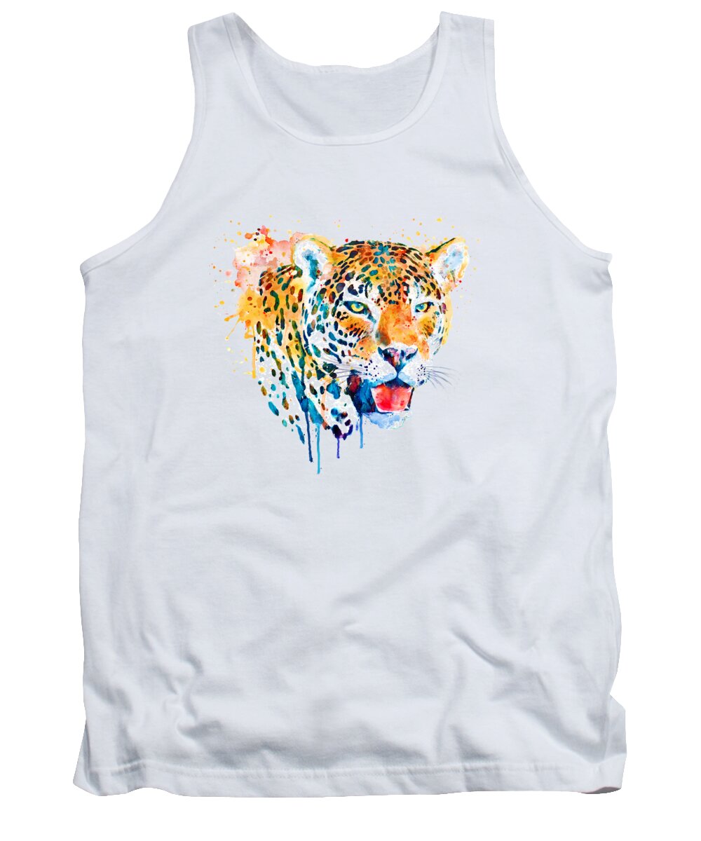 Marian Voicu Tank Top featuring the painting Jaguar Head by Marian Voicu
