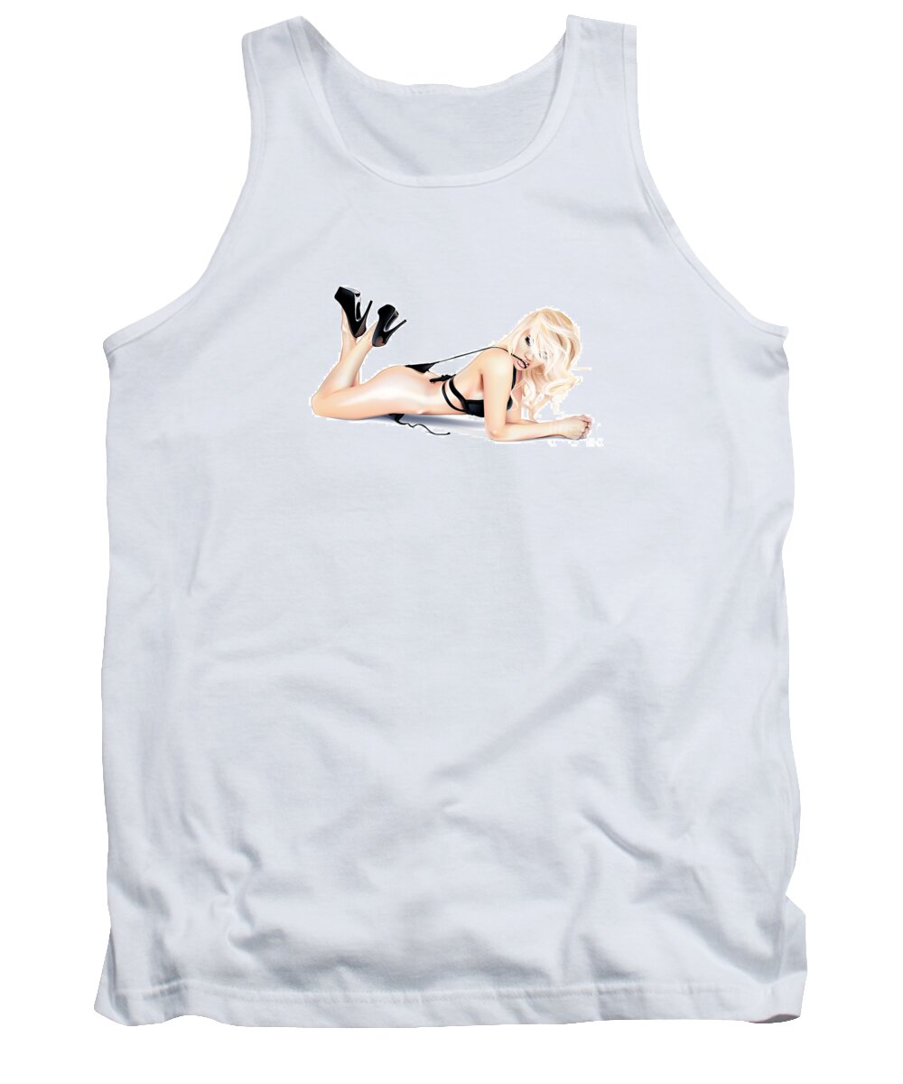 Pin-up Tank Top featuring the digital art Pin-up string by Brian Gibbs