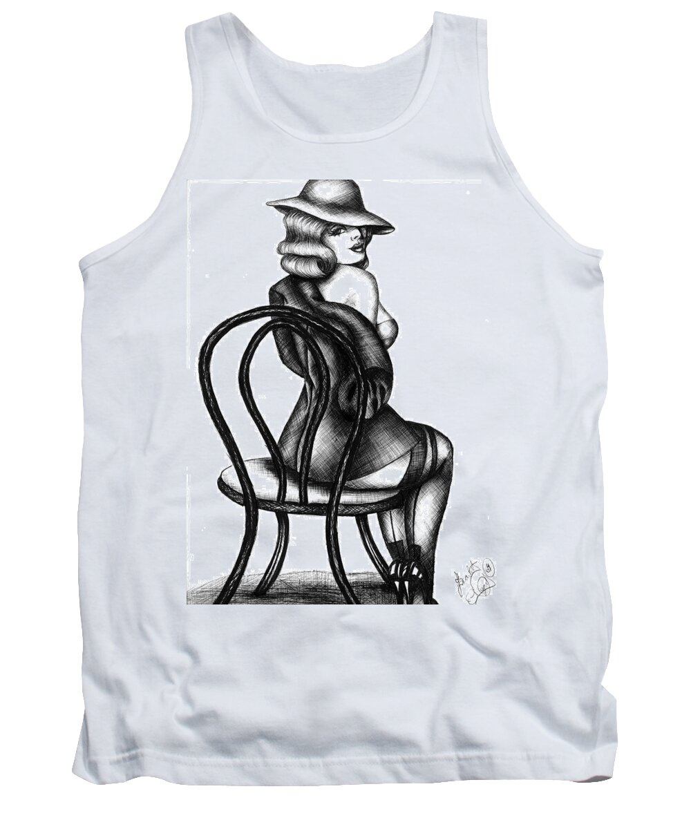 Pen And Ink Tank Top featuring the drawing Jazz Dancer by Scarlett Royale