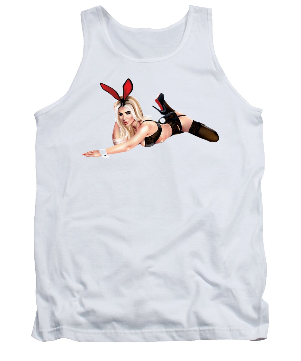 Pin-up Tank Top featuring the digital art Pin-up bunny by Brian Gibbs