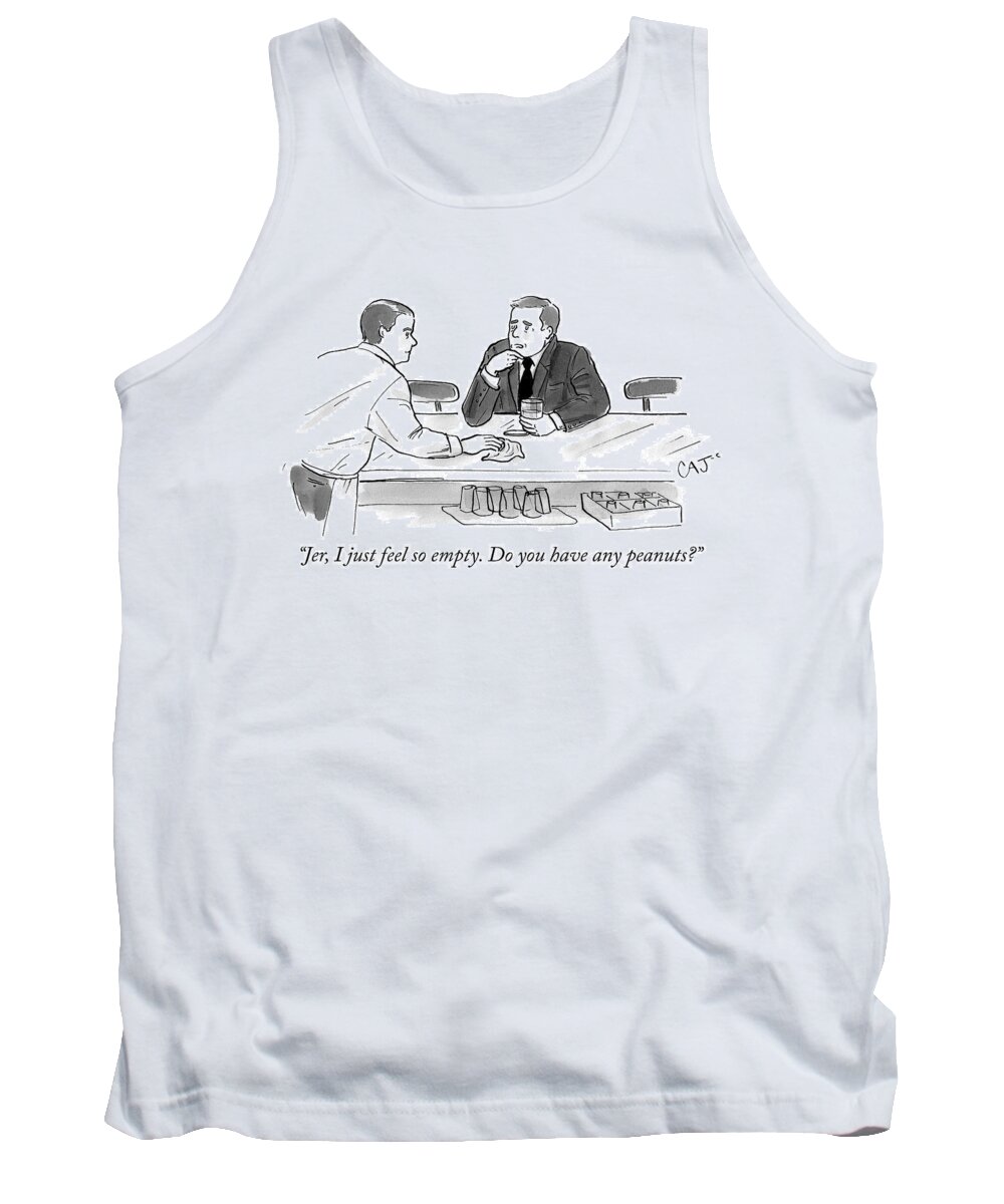 jer Tank Top featuring the drawing Jer I just feel so empty by Carolita Johnson