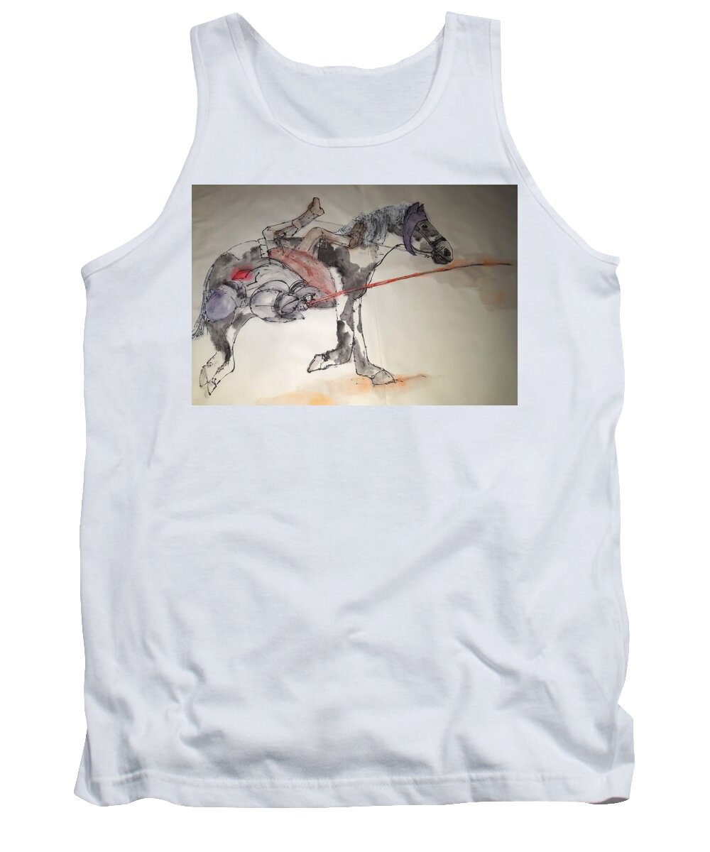 Equines. Jousting..history Tank Top featuring the painting Jousting and falcony album by Debbi Saccomanno Chan