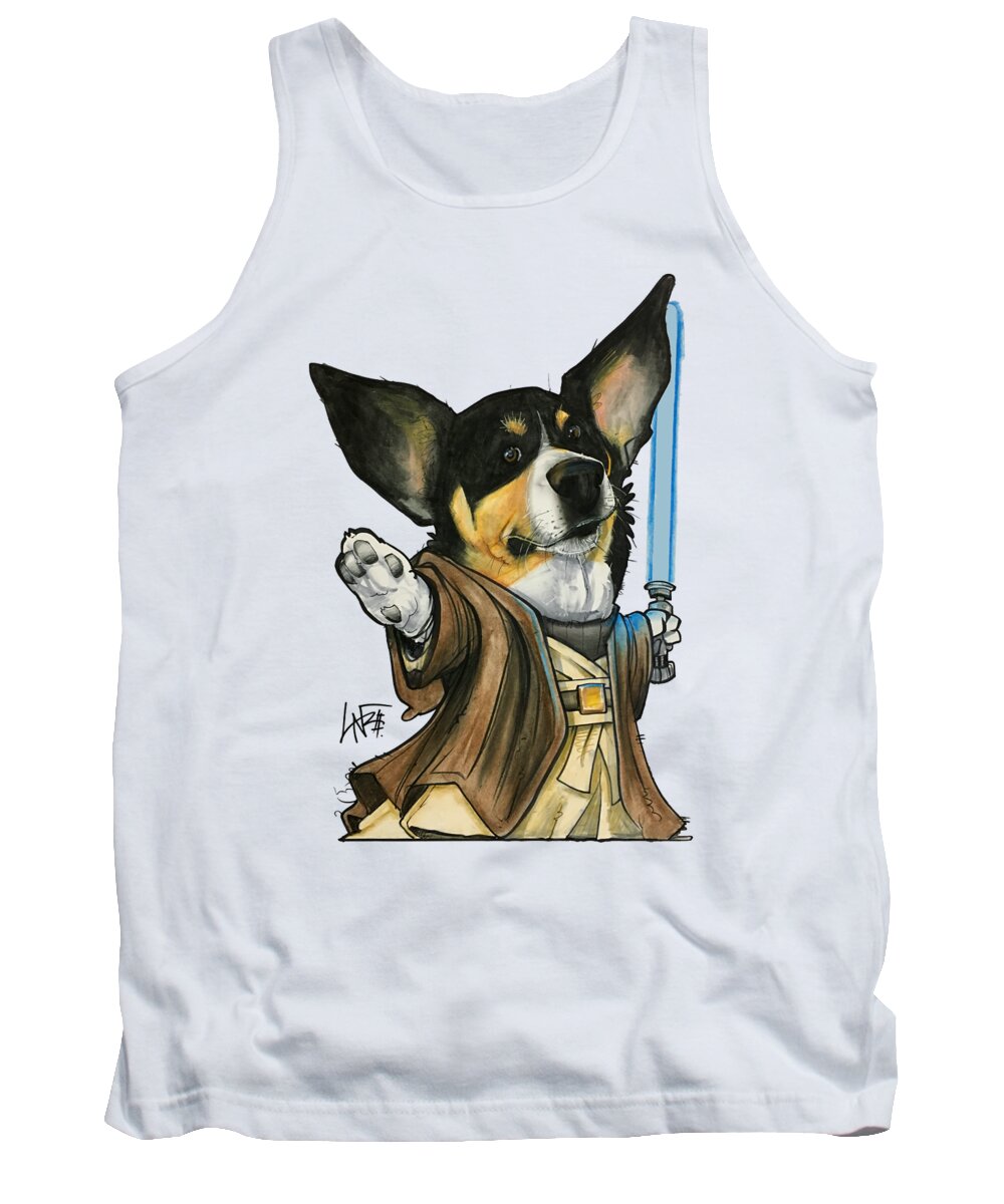 Pet Portrait Tank Top featuring the drawing Kendziora 3365 by Canine Caricatures By John LaFree
