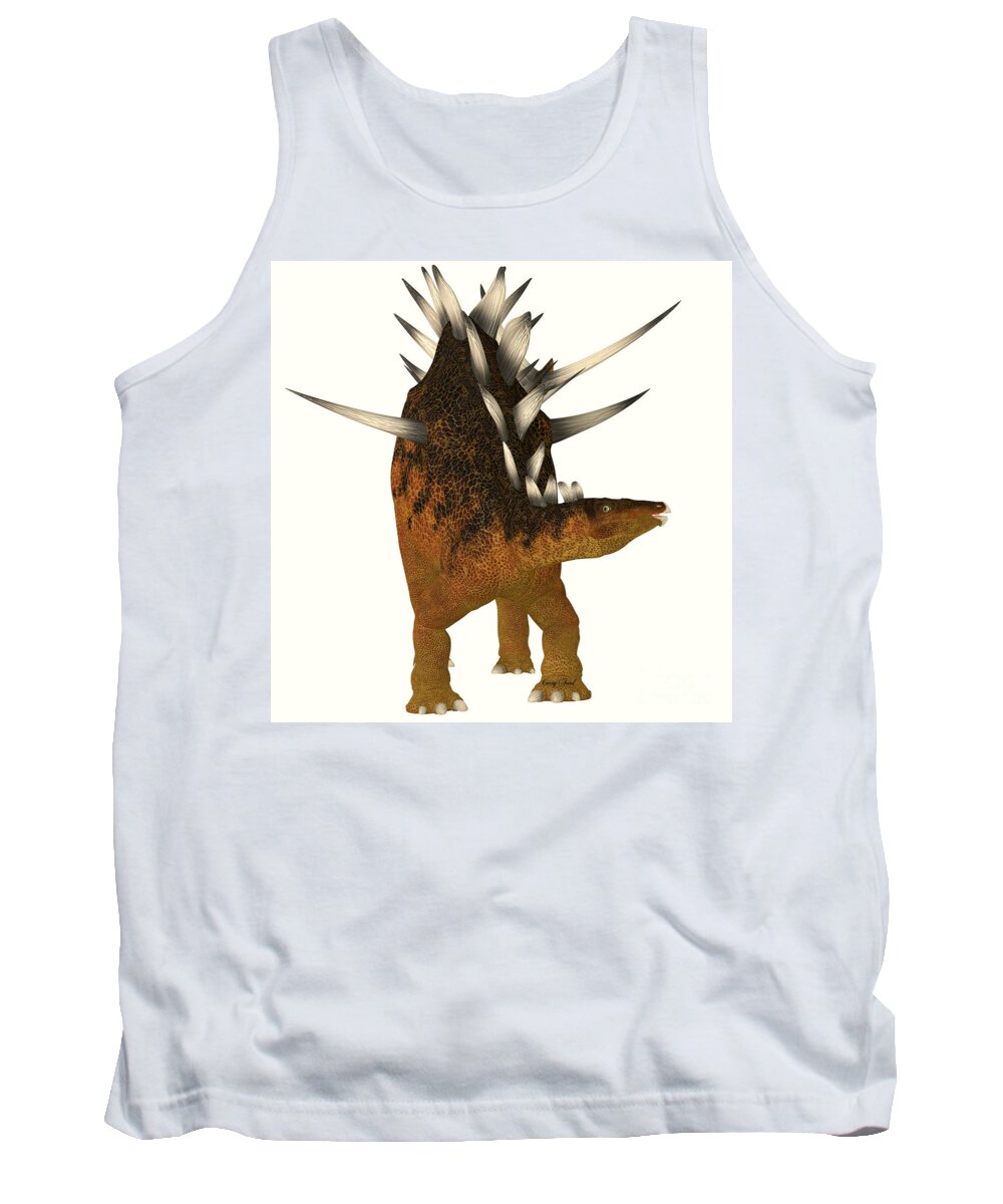 Kentrosaurus Tank Top featuring the painting Kentrosaurus on White by Corey Ford