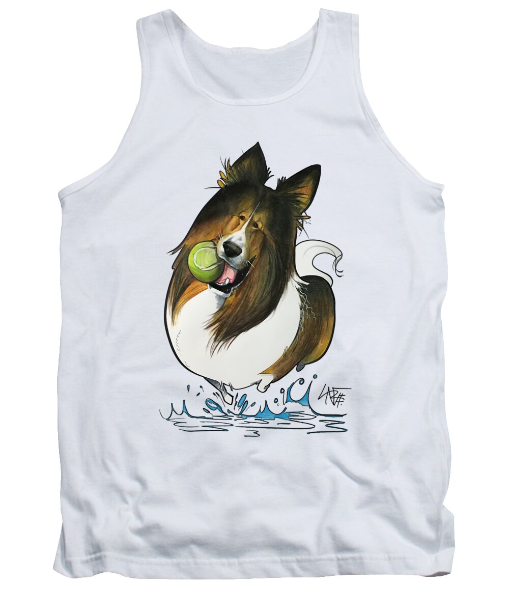 Pet Portrait Tank Top featuring the drawing Kissel 3375 by Canine Caricatures By John LaFree
