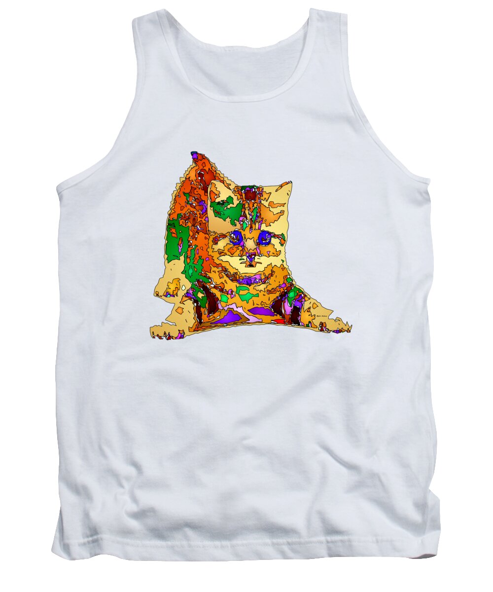 Cat Tank Top featuring the digital art Kitty Love. Pet Series by Rafael Salazar