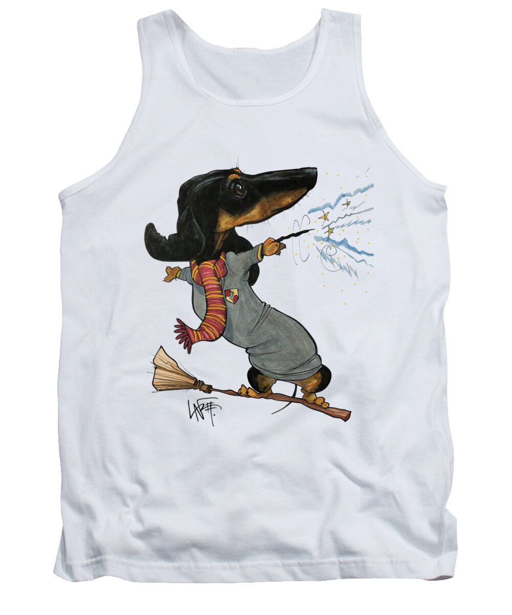 Dog Portrait Tank Top featuring the drawing Kusnierczak 3551 by Canine Caricatures By John LaFree