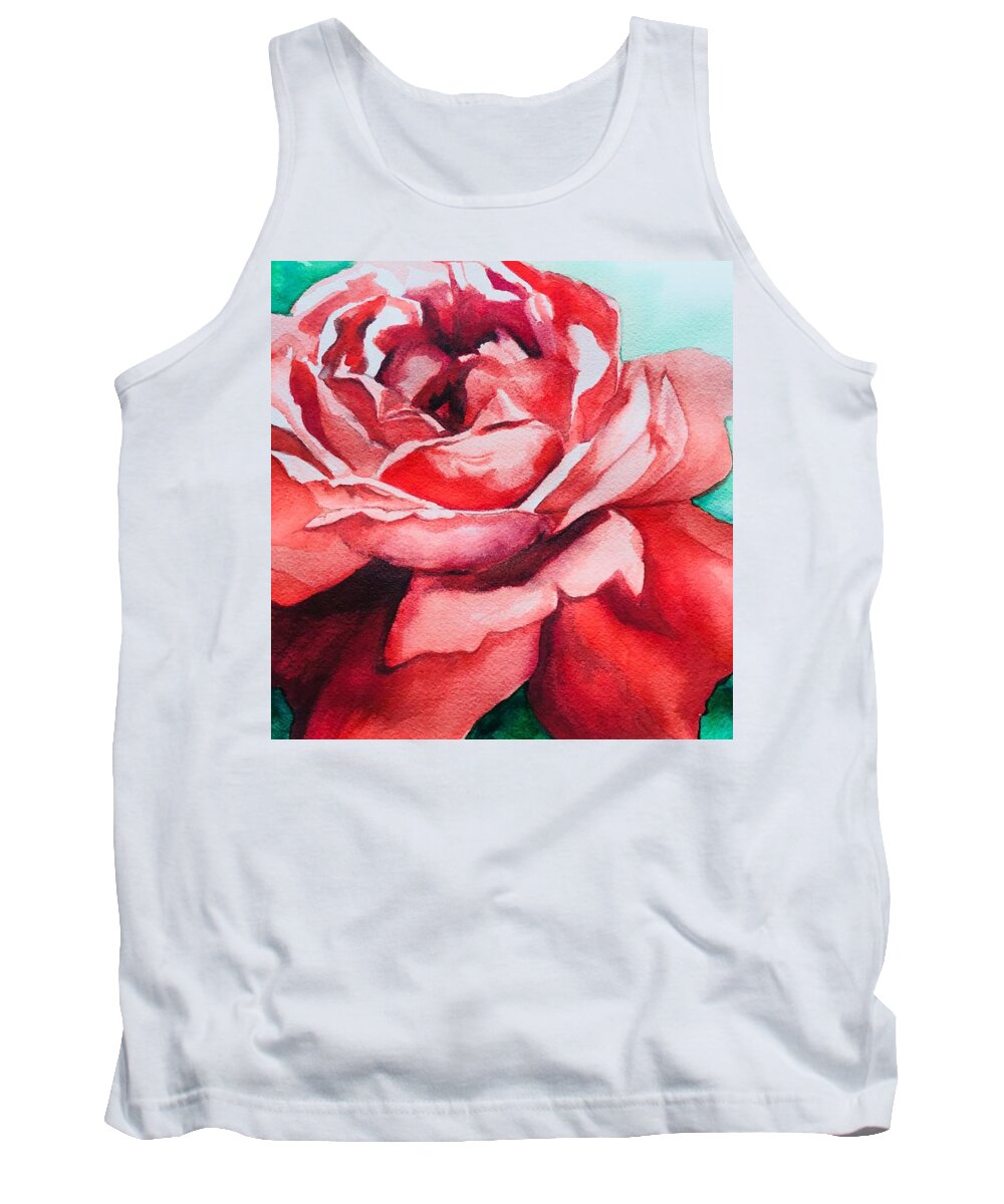 Rose Tank Top featuring the painting Lady in Red by Sonia Mocnik