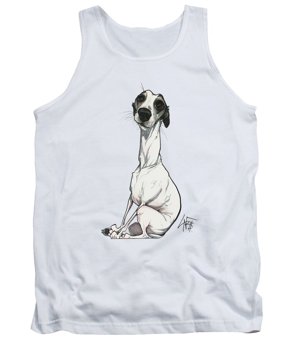 Pet Portrait Tank Top featuring the drawing Lainhart 3201 by Canine Caricatures By John LaFree