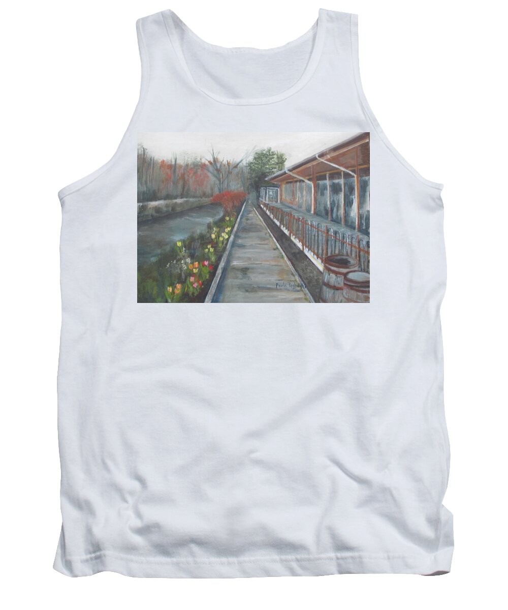 Acrylic Tank Top featuring the painting Lambertville RR #1 by Paula Pagliughi