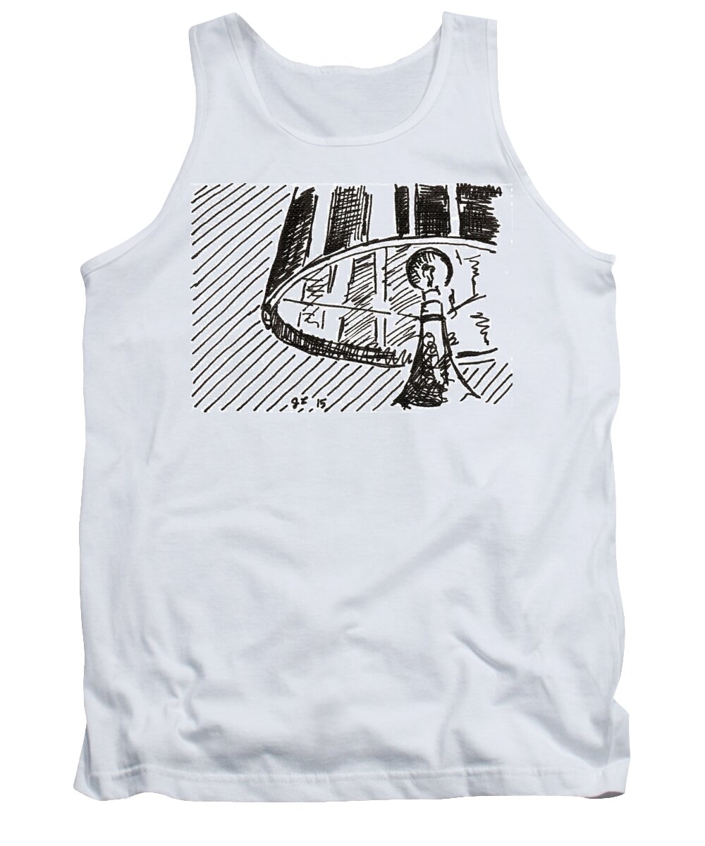 Lamp Tank Top featuring the drawing Lamp 1 2015 - ACEO by Joseph A Langley
