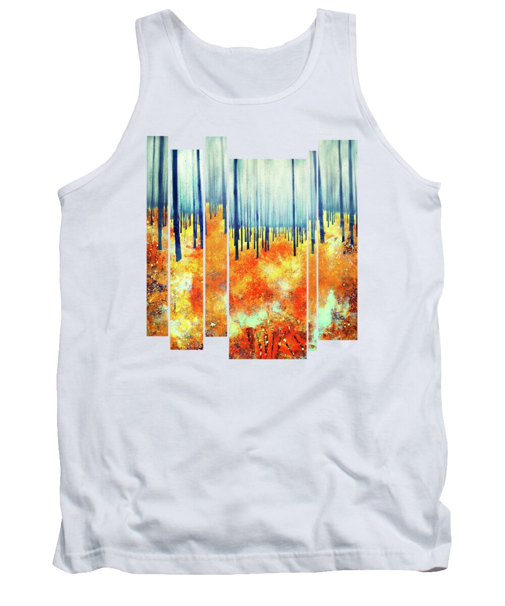 Abstract Color Autumn Trees Forest Textures Landscape Tank Top featuring the digital art Late Autumn by Katherine Smit