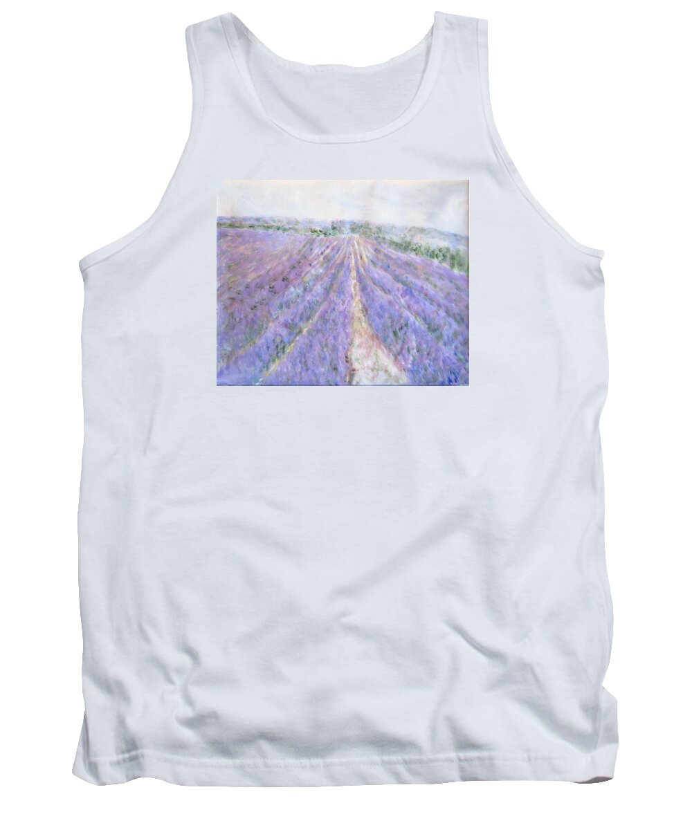 Impressionism Tank Top featuring the painting Lavender Fields Provence-France by Glenda Crigger