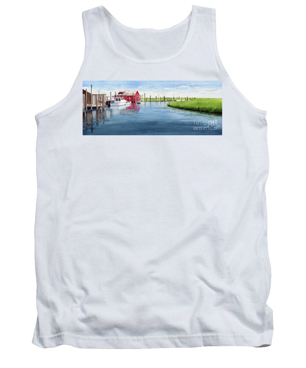 Leeds Point Tank Top featuring the painting Leeds Point by Barry Levy